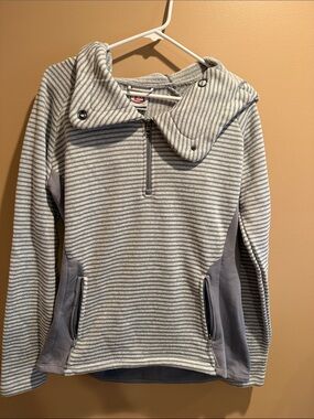Avalanche Gray & White Striped Quarter-Zip Pullover